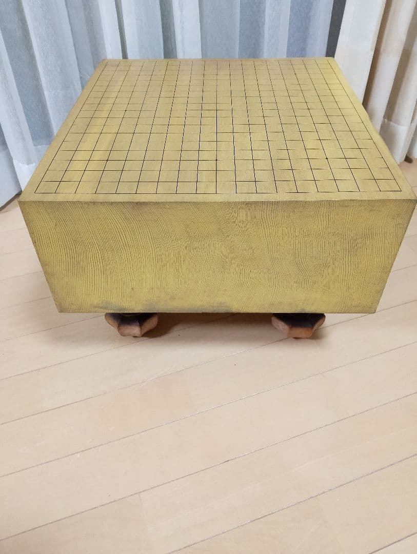 新かや　天然木　囲碁盤　脚付き　へそ付き