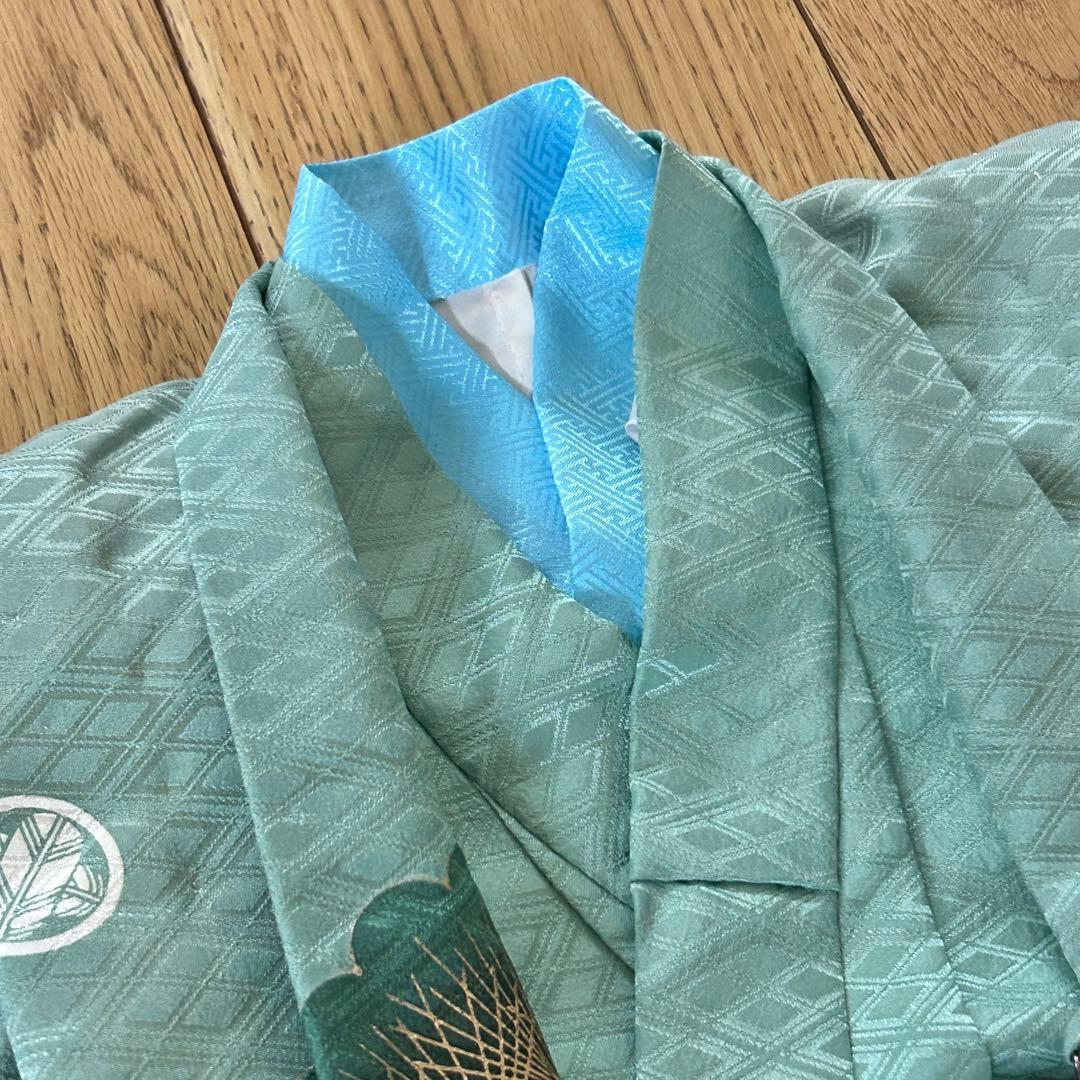 腰紐不要！5歳用羽織袴セット　緑　乙葉　日本製
