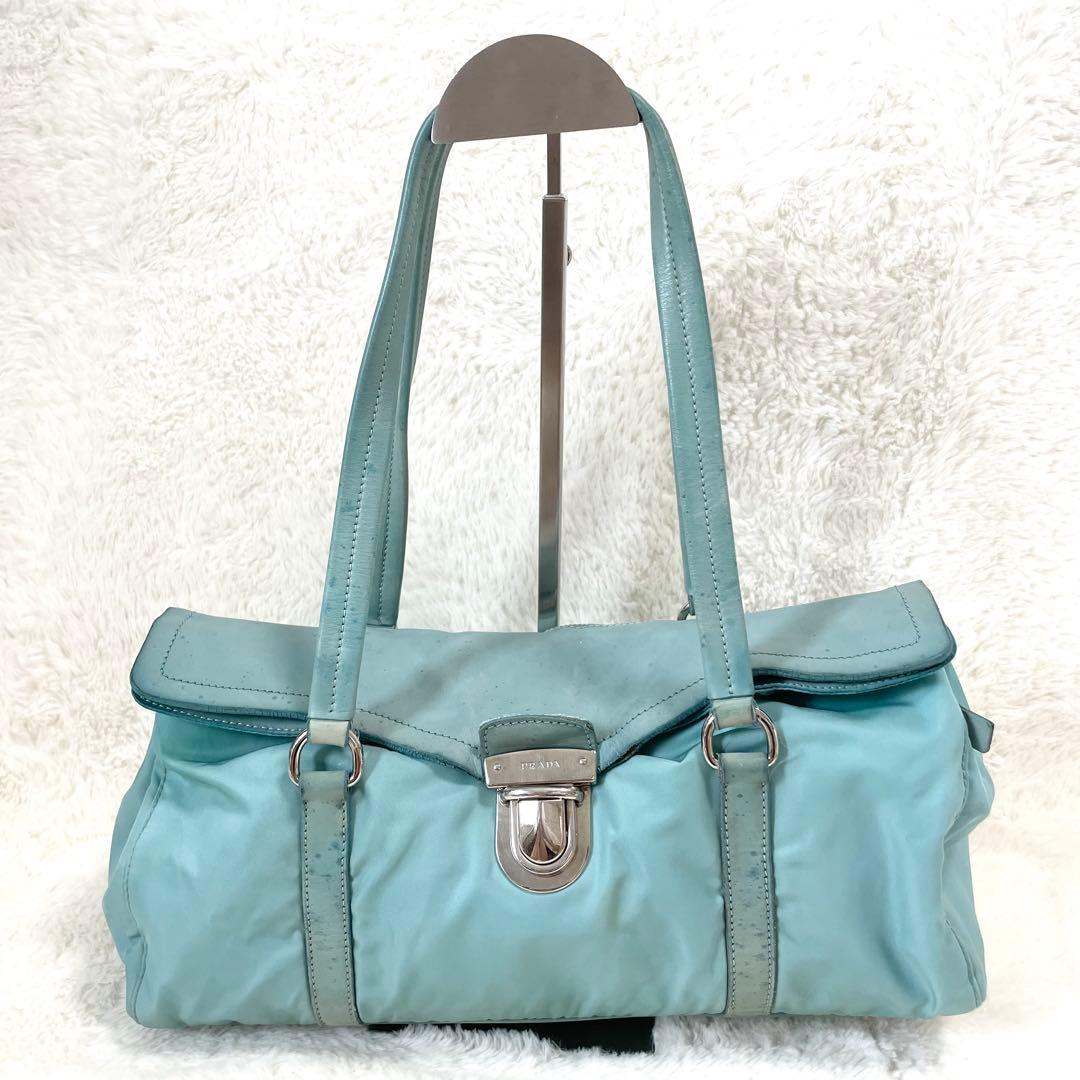 【極希少★】プラダ ハンドバッグ アニス ポコノ anice 三角ロゴ プレート