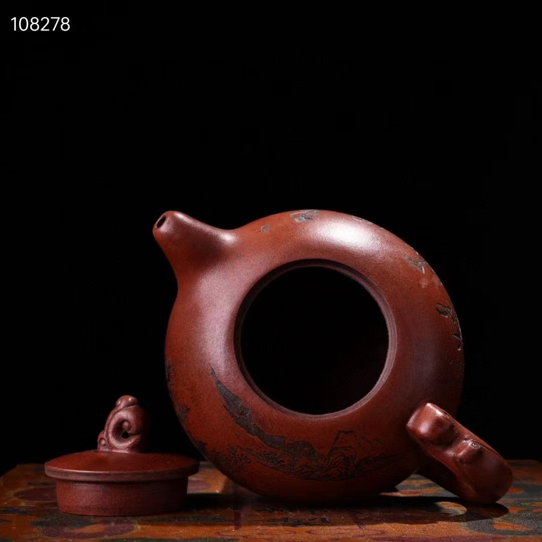 中国紫砂黄泥雷文六角煎茶碗五客時代箱付MR4457E