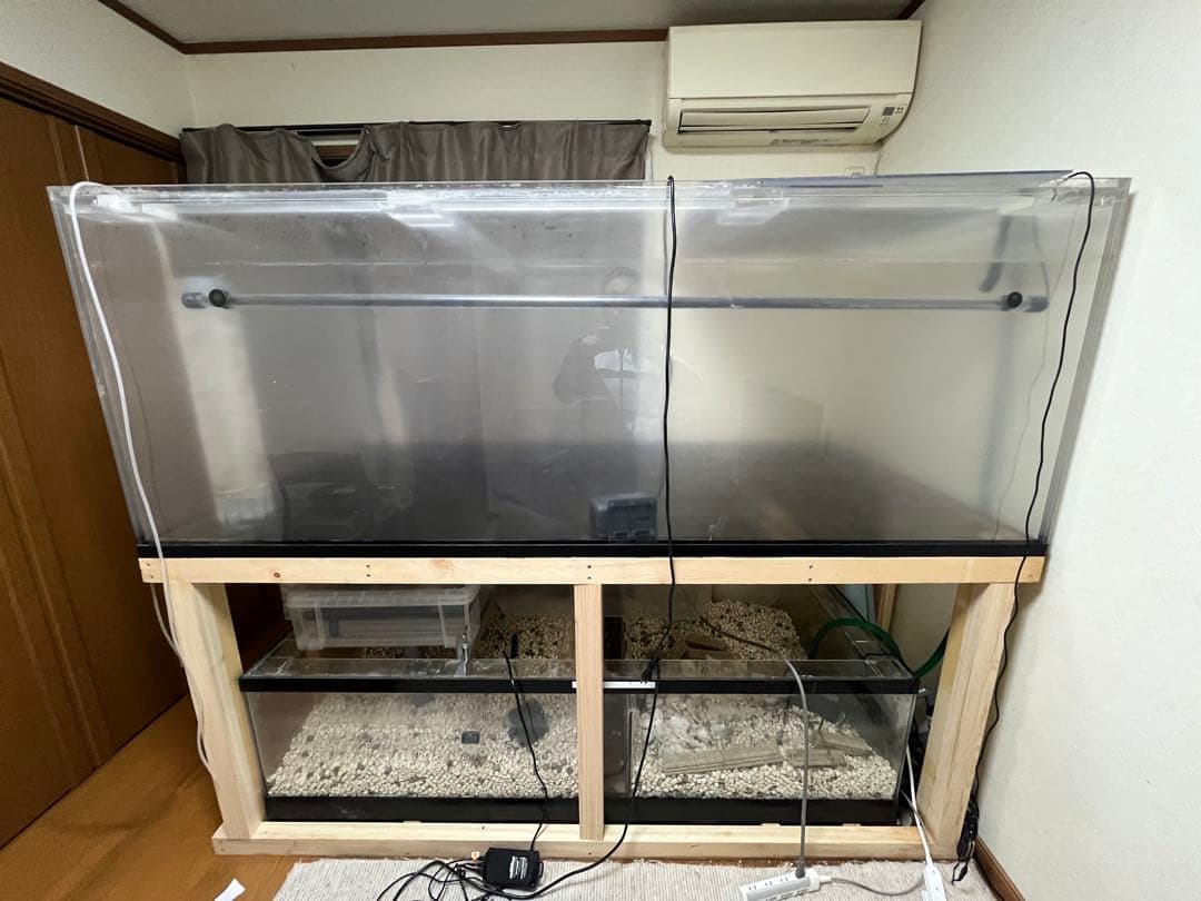 大型アクリル水槽 横幅200cm縦75 奥行100 自宅まで引取り可能な方