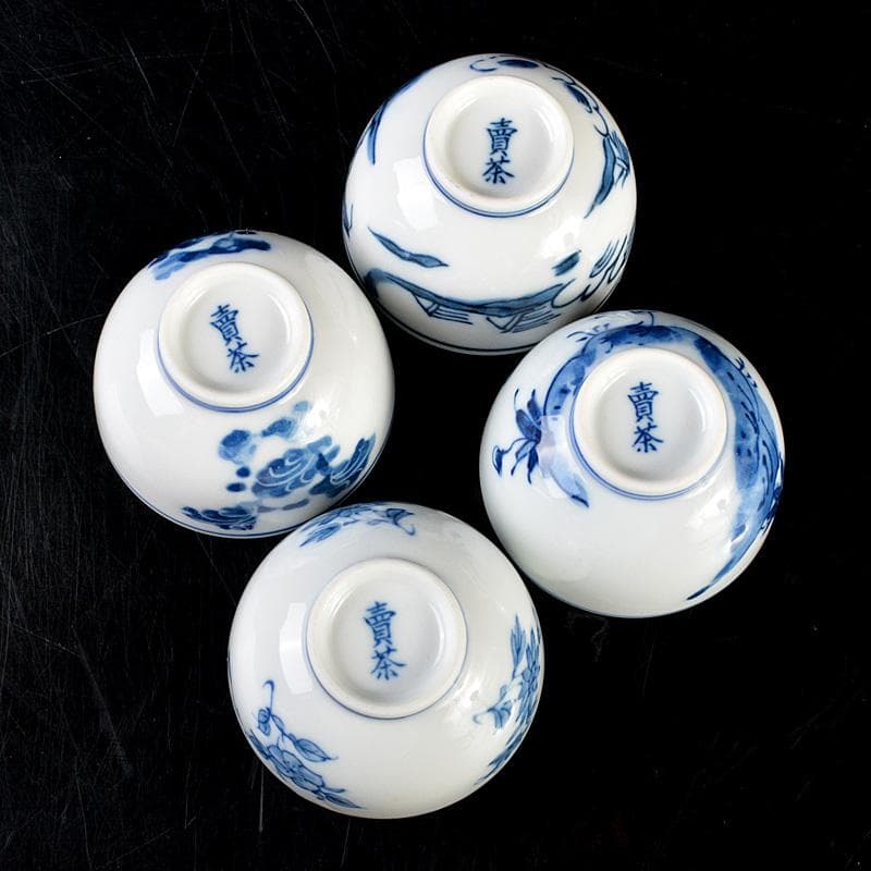 煎茶道具 賣茶好 酉年 鶏鳴盃 茶碗 4客 共箱 V 6533