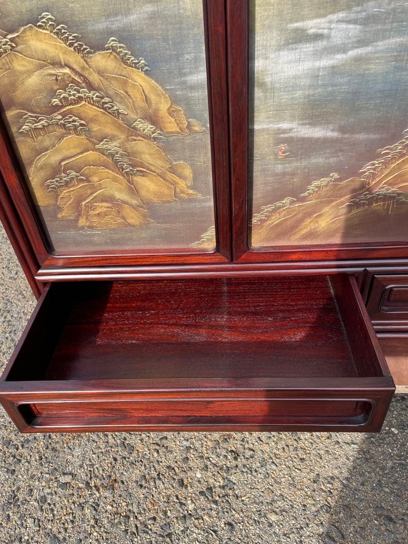 蒔絵 茶箪笥 飾り棚 唐木 和箪笥 アンテイク花梨 昭和レトロ