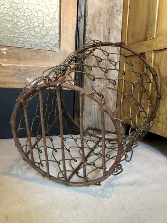 ヴィンテージ ワイヤー バスケット アイアン カゴ シャビー USA