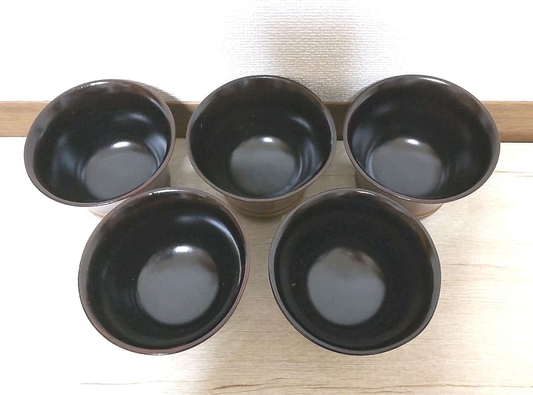お値下げしました、5客組　目はじき　独楽塗　小吸物椀