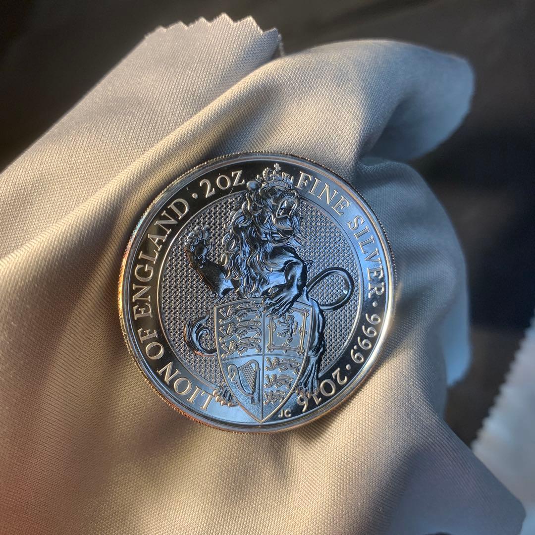 S 2 純銀貨 2オンス クイーンズビースト 2016 ライオン・イングランド