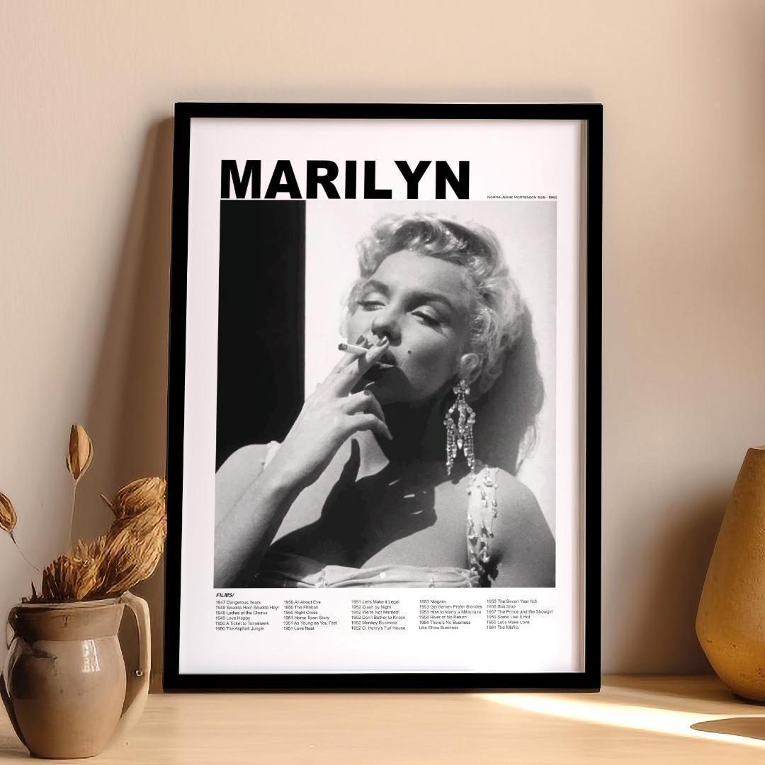 映画 ポスター 【 マリリンモンロー 】モノクロアート フレーム付 A4