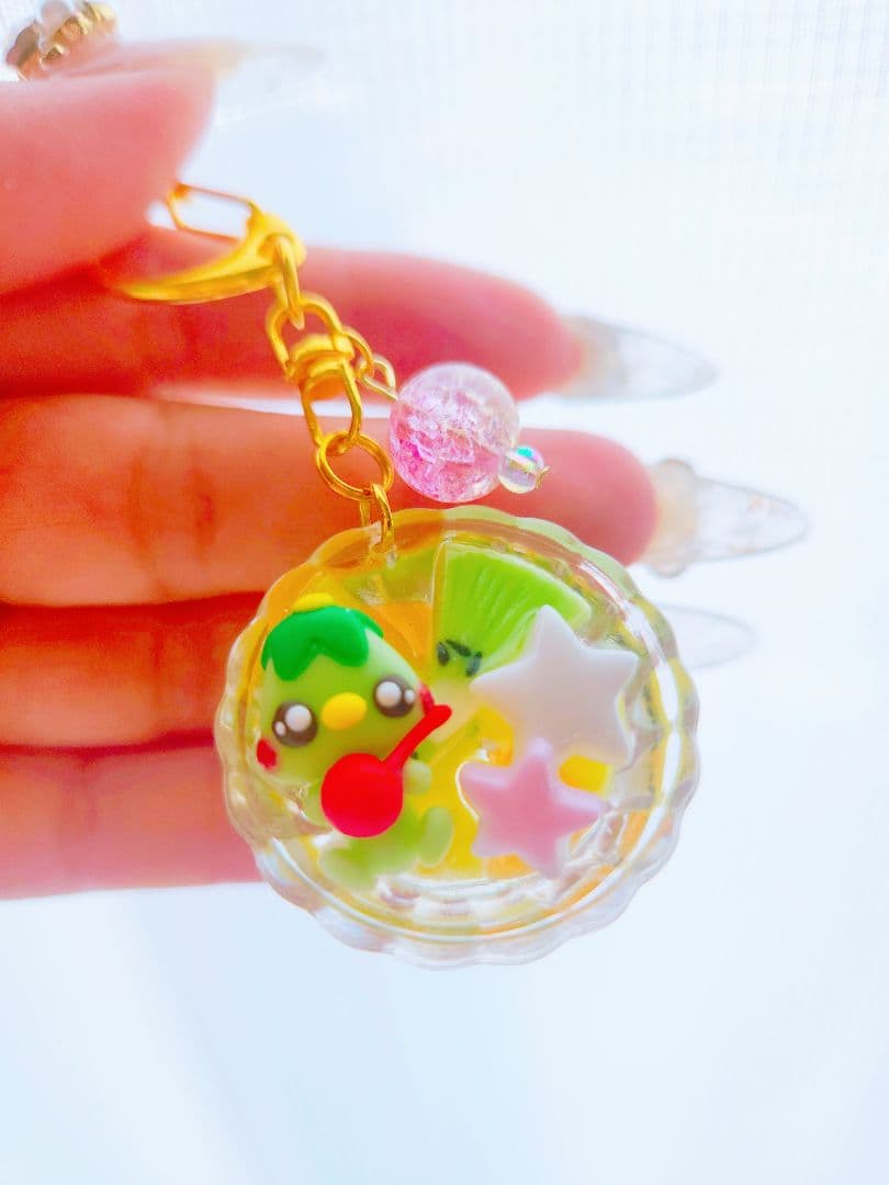 香水瓶　バンビ&くま　シャカシャカキーホルダー　樹脂粘土　チャーム