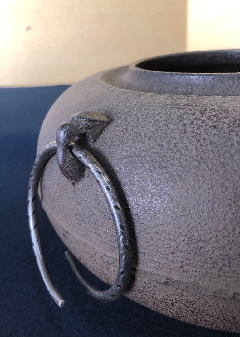 《R》茶道具 松竹梅地紋 平釜 鐶付 260114か3