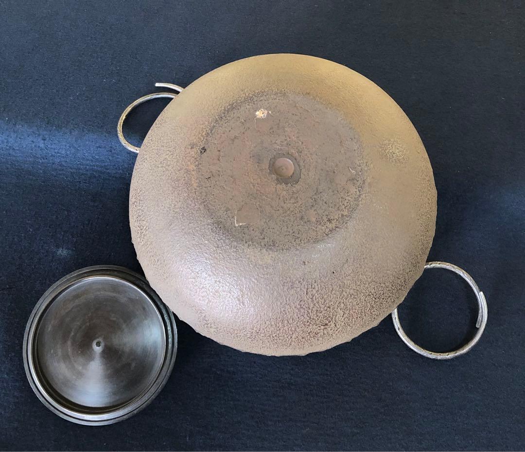 《R》茶道具 松竹梅地紋 平釜 鐶付 260114か3