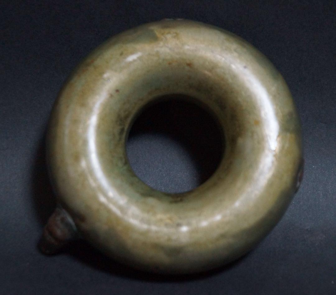 古銅製 金工細工 刻『静而康』古梅図 在銘 水滴 水注 書道具 古董 文法四宝