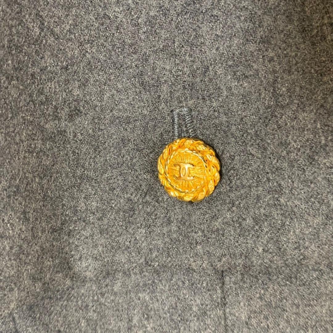 シャネル プリーツスカート グレー 綿 38 CHANEL