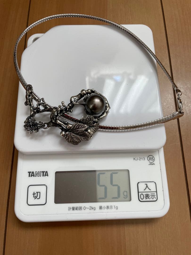 創作工房 KENZO チョーカー silver 黒真珠 花モチーフ13mm