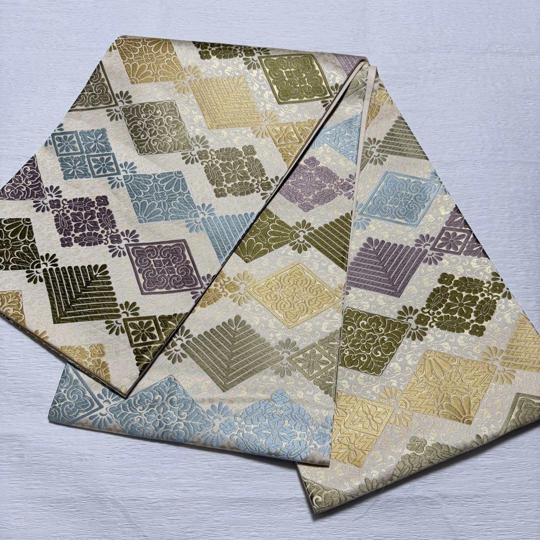 m-26 花菱 七宝 袋帯 正絹 六通 未使用極美品 - メルカリ