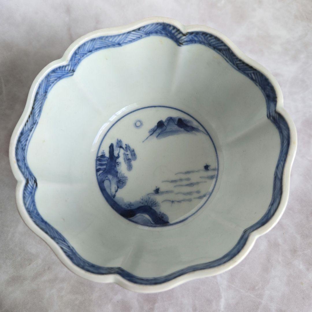 古伊万里 染付 大向付 江戸時代 骨董 金直し 金継ぎ アンティーク 陶磁器