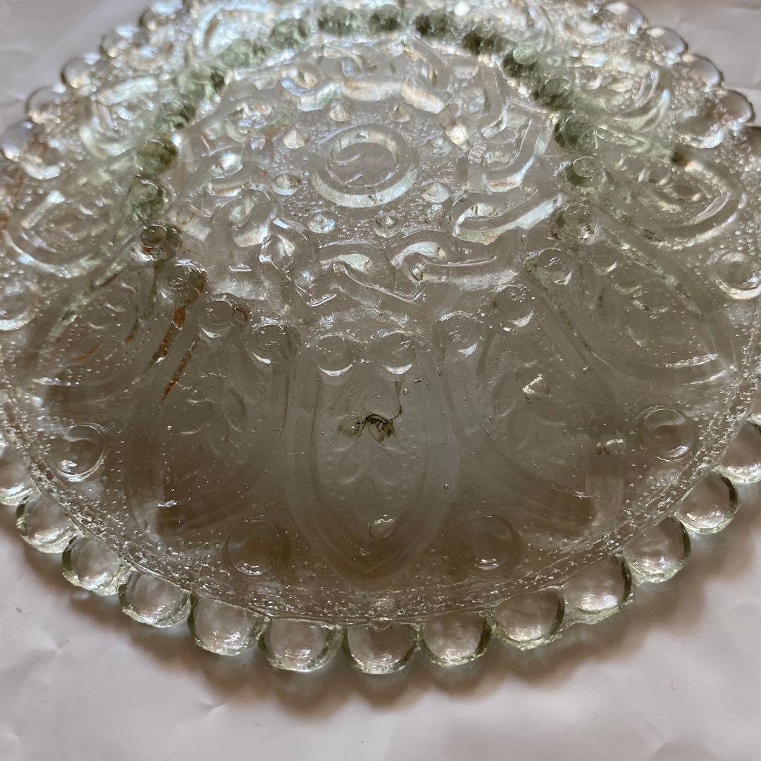 明治末期から大正初期 ミニプレスプレートウランガラス 2枚セット