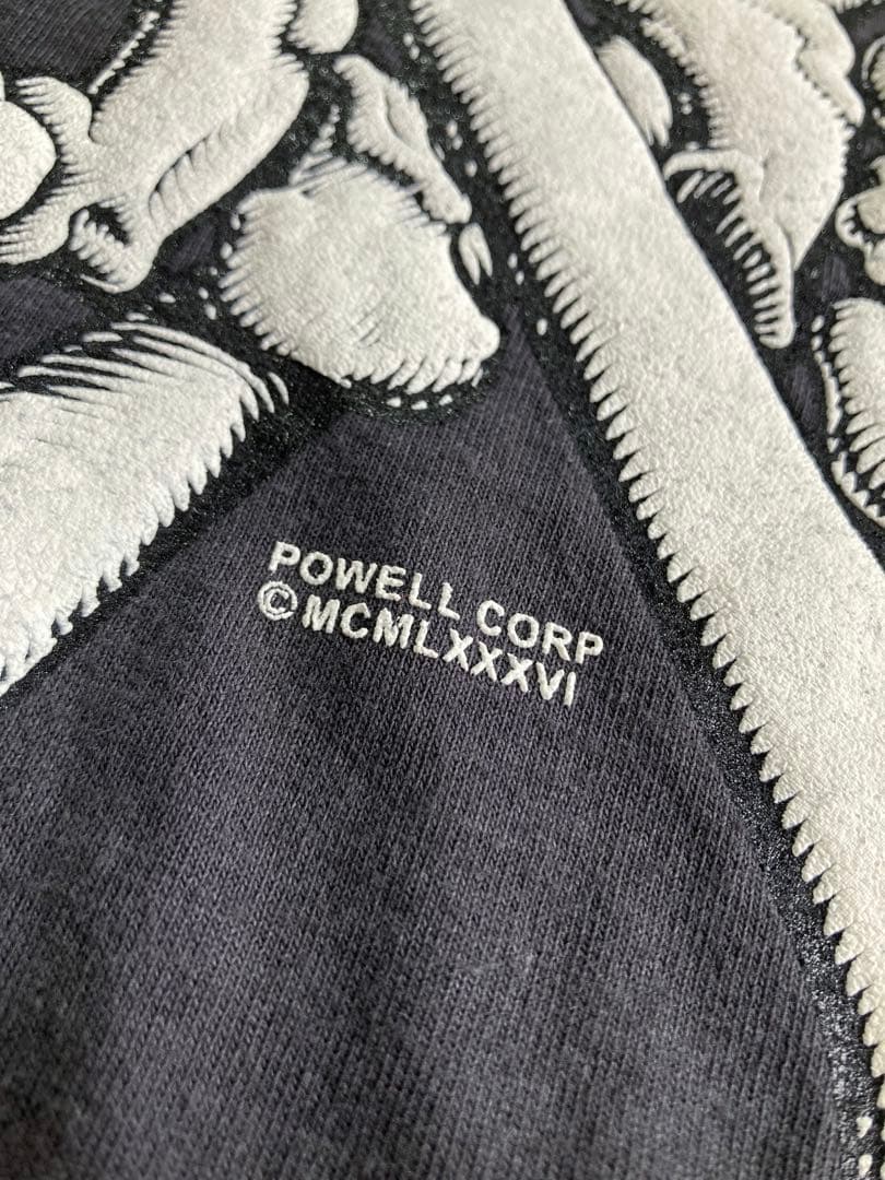 POWELL PERALTA BONES Tシャツ M チャコールグレー 白 POWELL PERALTA