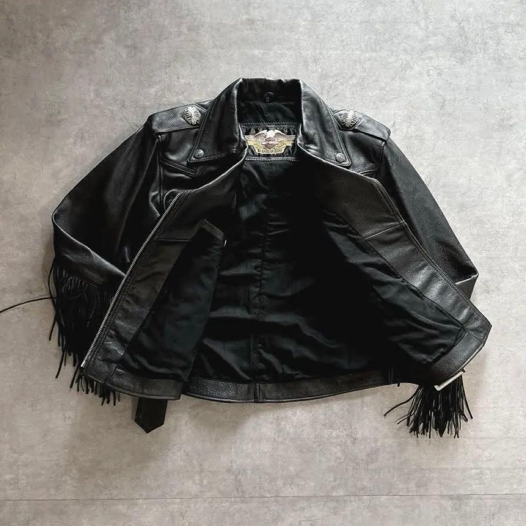 HARLEY DAVIDSON ビンテージ加工 レザーナイロン 短丈 ブルゾン