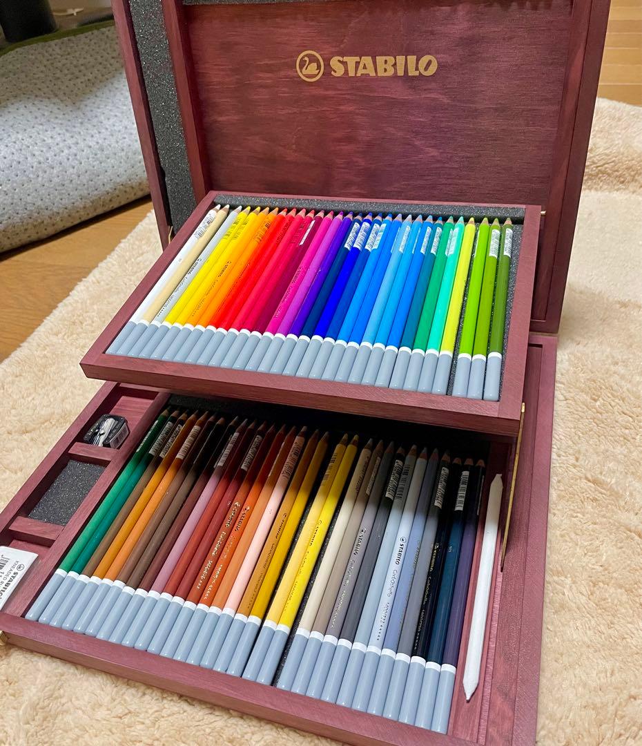 もち STABILO スタビロ 水彩色鉛筆 60色セット ウッドケース