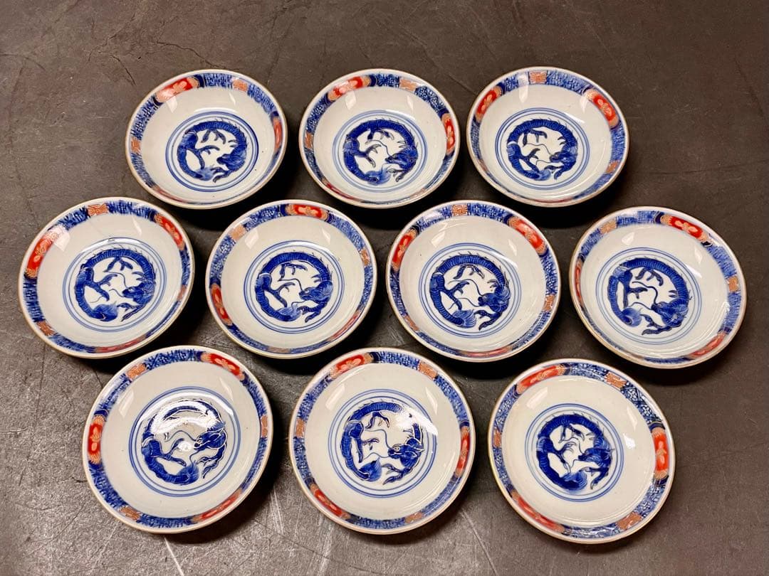 割引❗️「母」 大聖寺 伊万里 金彩錦 蓋茶碗 10客 江戸後期（1204D①）