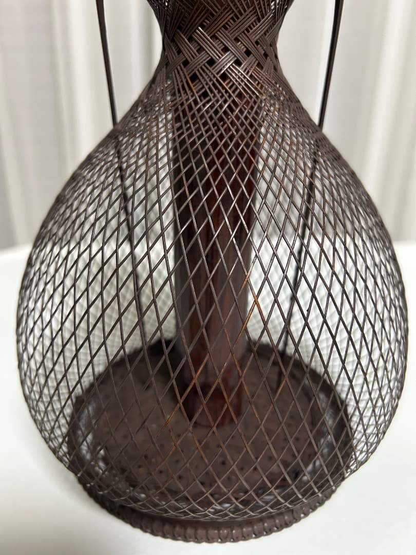 船橋重郎作 瓢形 手付竹花籠 (茶道具)