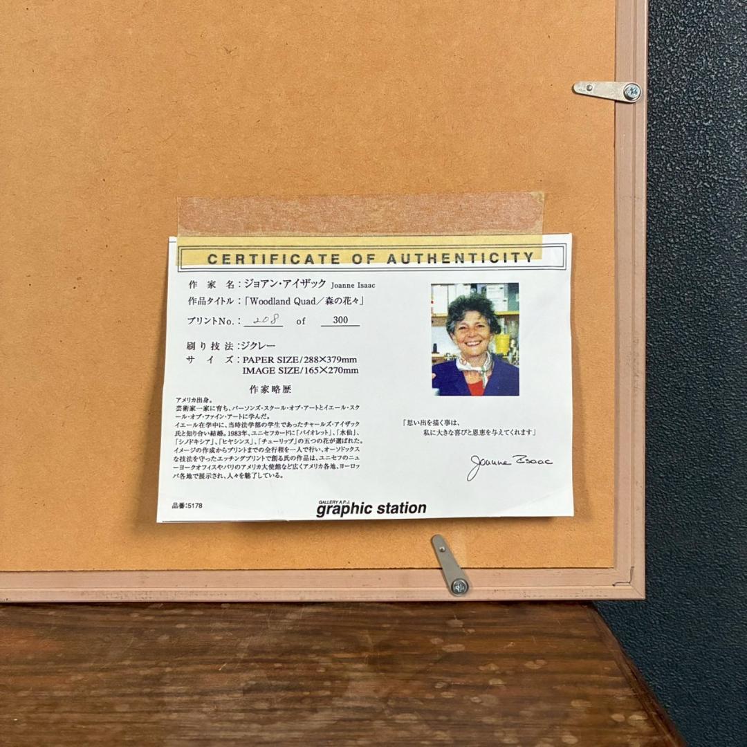 美品 ジョアン・アイザック「Wood～/森の花々」ジクレー 直筆サイン