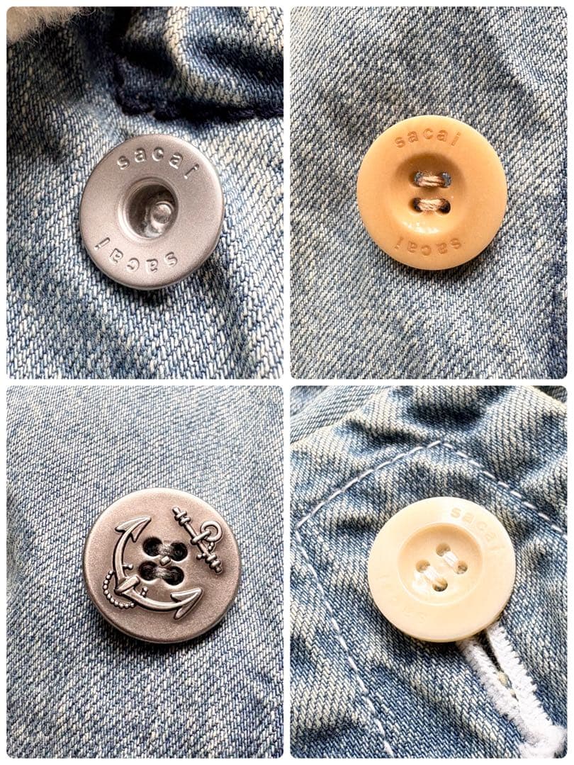 sacai 18AWリメイクボアデニムコート L相当