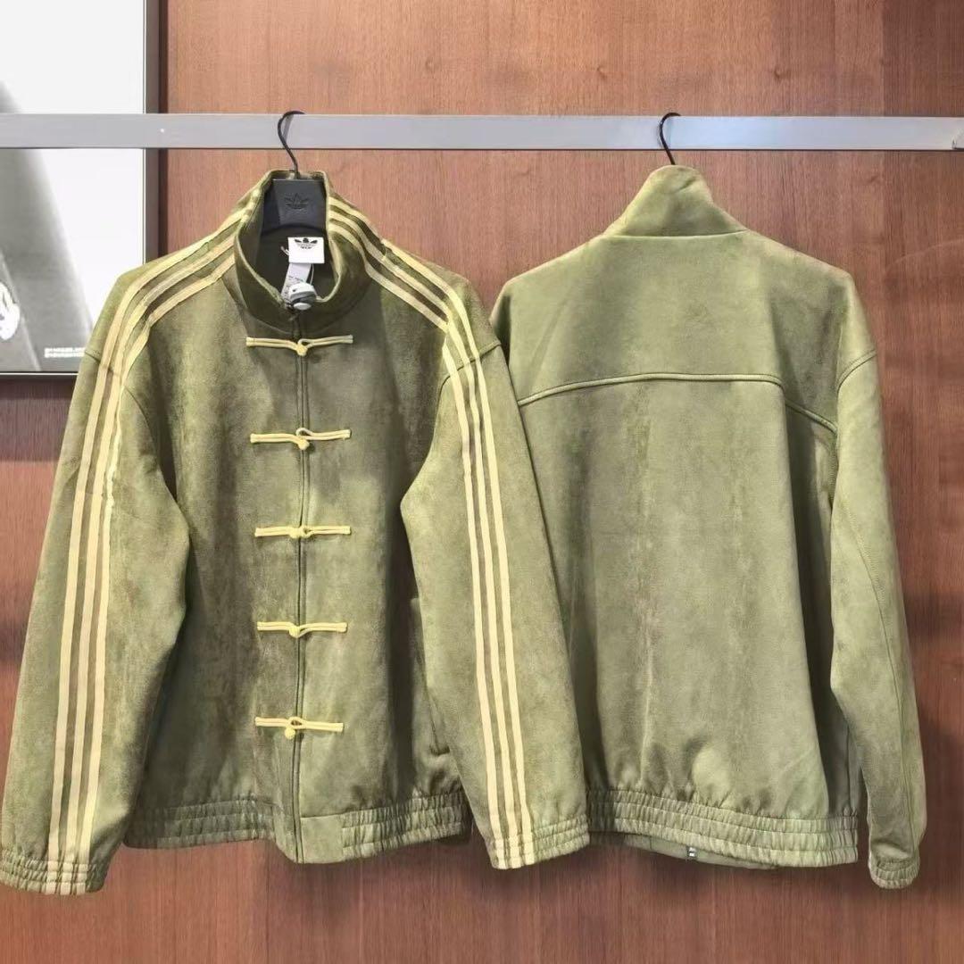 Mサイズadidasスエード トラックジャケット 緑　海外限定