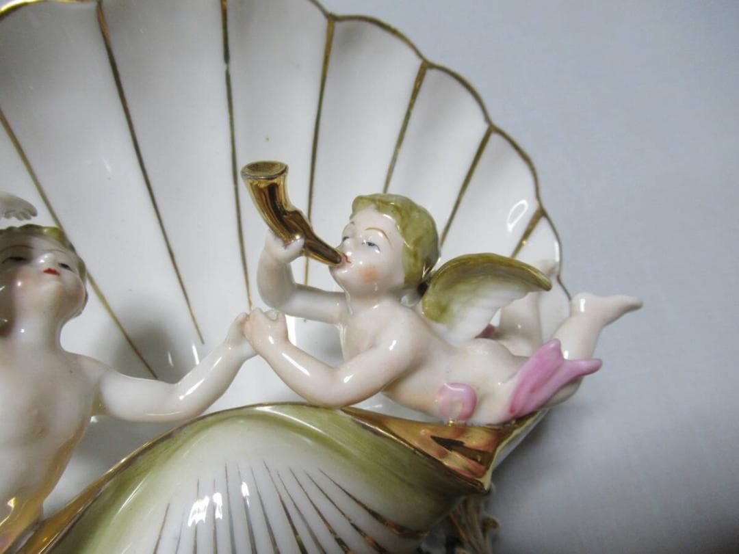 47年頃日本製輸出品◇磁器製瀬戸ノベルティ CHIKUSA『天使と貝と