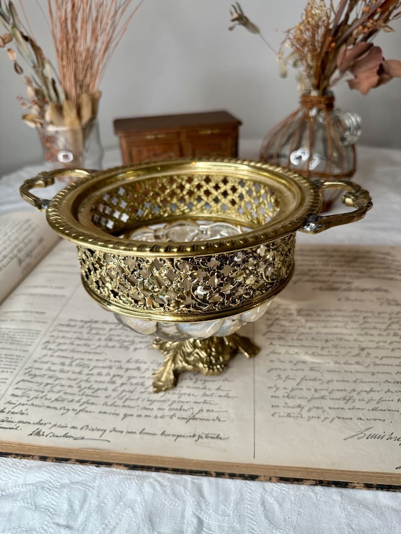 フランス ヴィンテージ ガラス コンポート ガラスコンポート.7 フランスアンティーク雑貨 スタンド ガラス ミディ