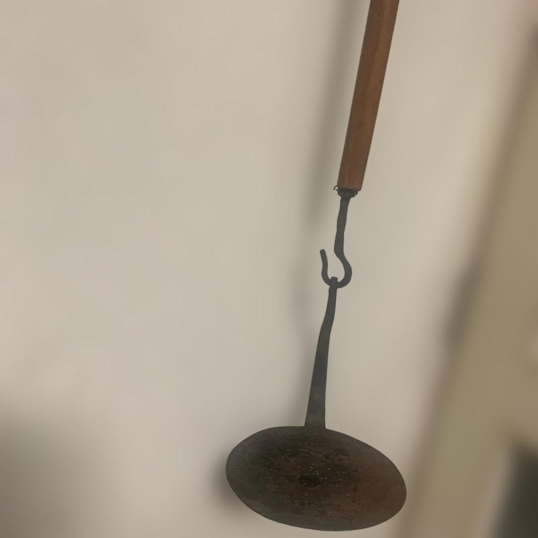 鉄製江戸時代油燈　竹製と鉄