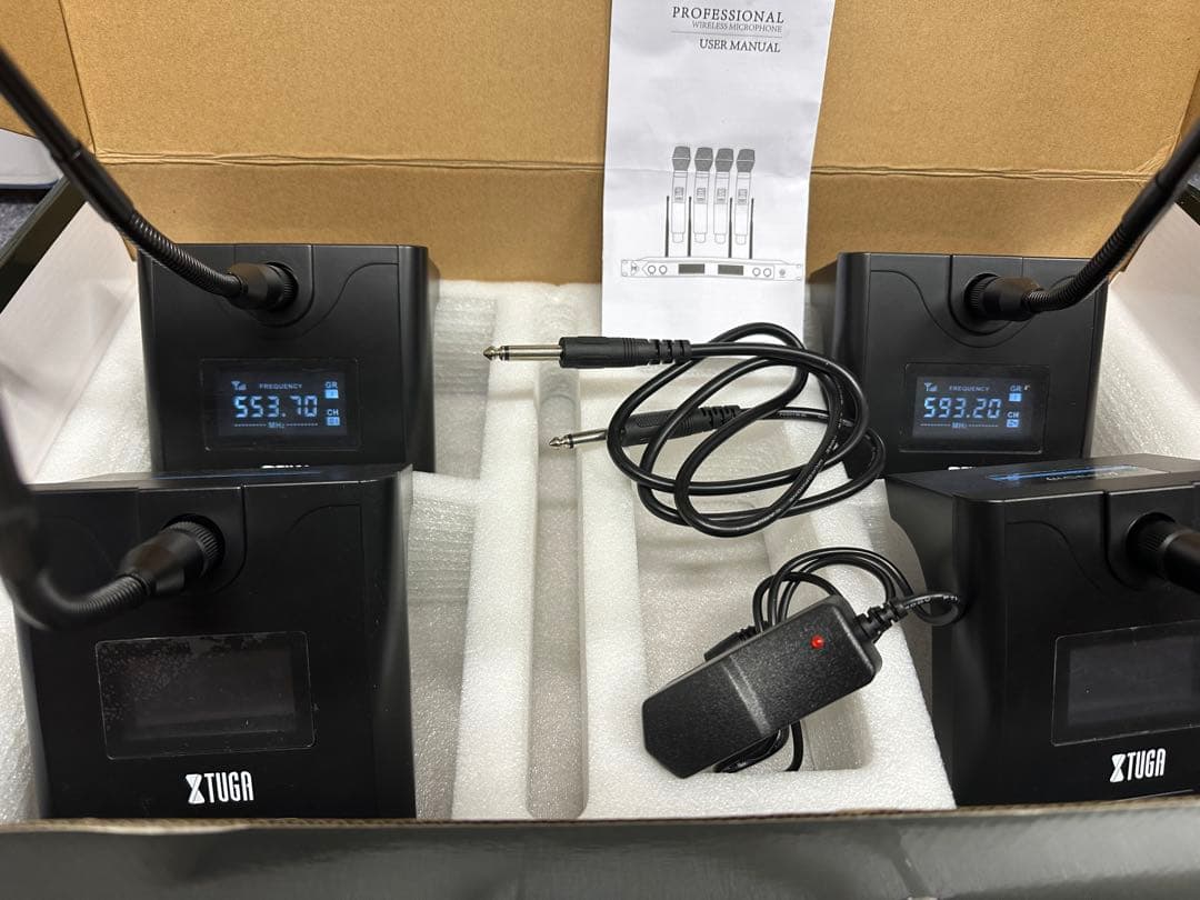 TUGA UHF ワイヤレスマイクシステム 4チャンネル グースネック卓上マイク