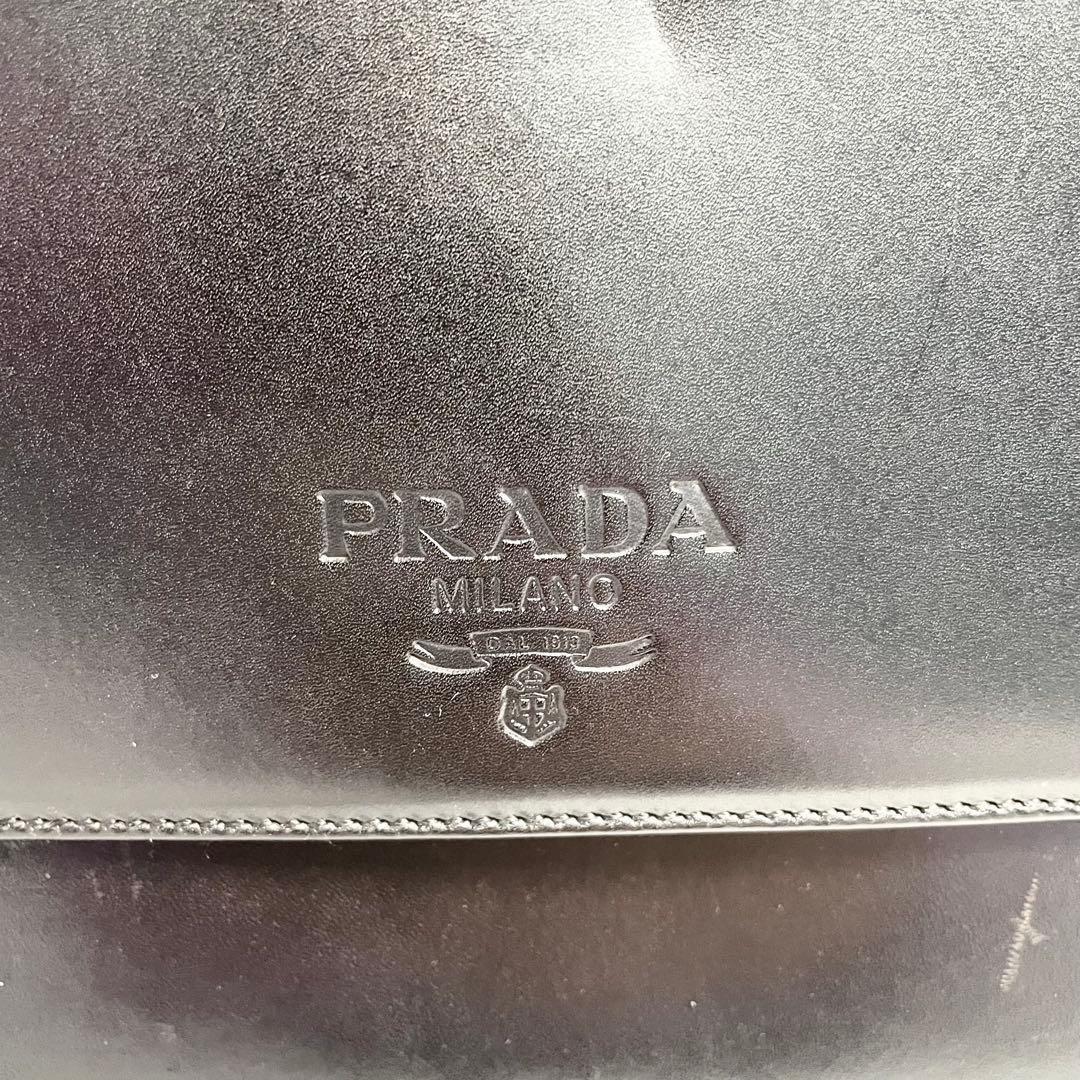 プラダ ロゴ レザー ハンド バッグ フラップ ワンハンドル　多機能　大容量