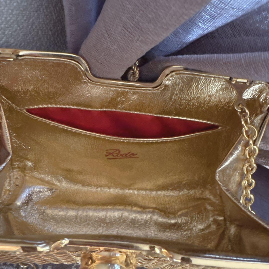 rodo 2way ゴールド　メタル編み　クラッチバック＆ショルダーバック