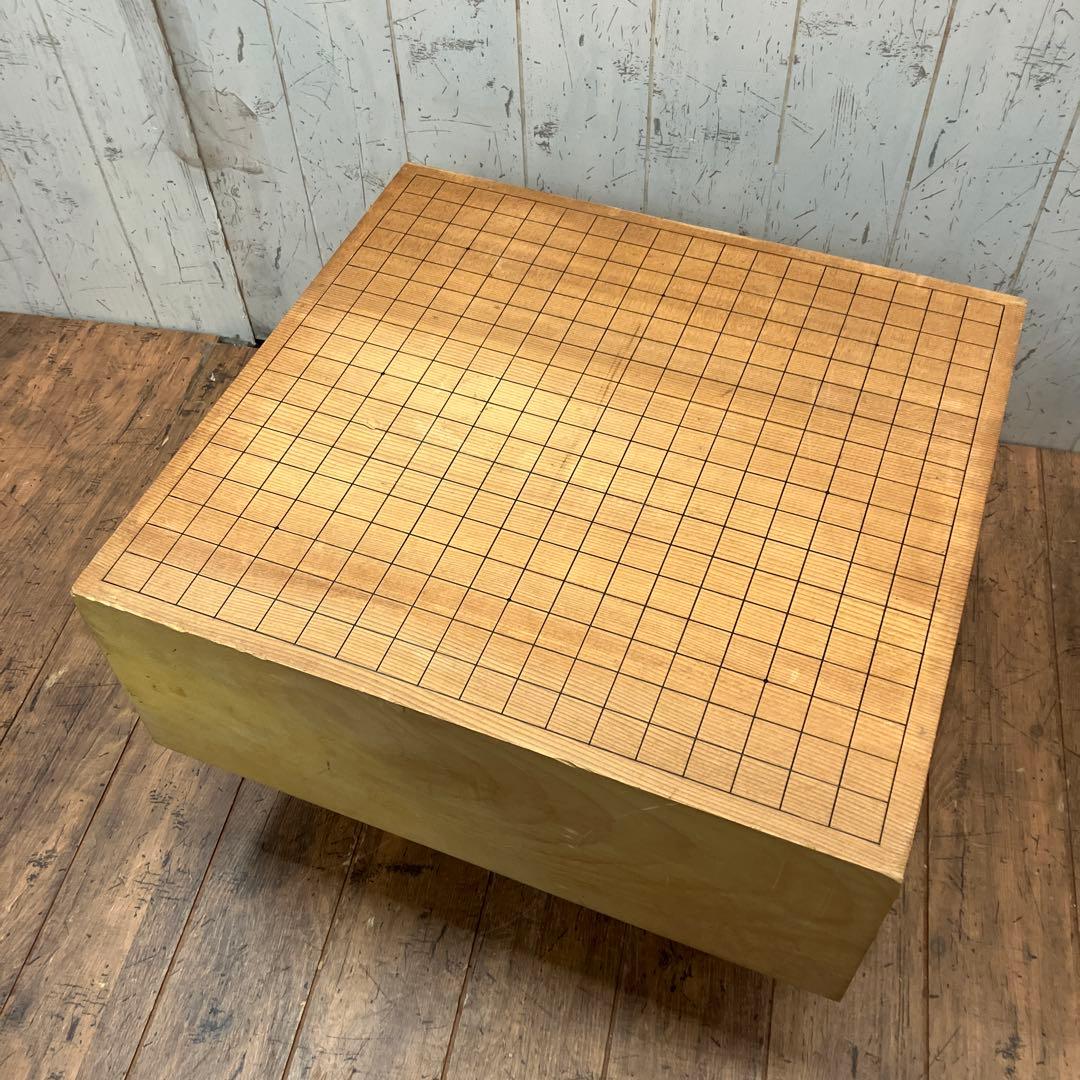 ②昭和レトロ 木製 囲碁版 囲碁盤 板 脚付 へそあり ボードゲーム 伝統ゲーム