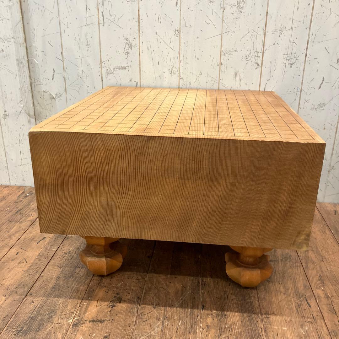 ②昭和レトロ 木製 囲碁版 囲碁盤 板 脚付 へそあり ボードゲーム 伝統ゲーム