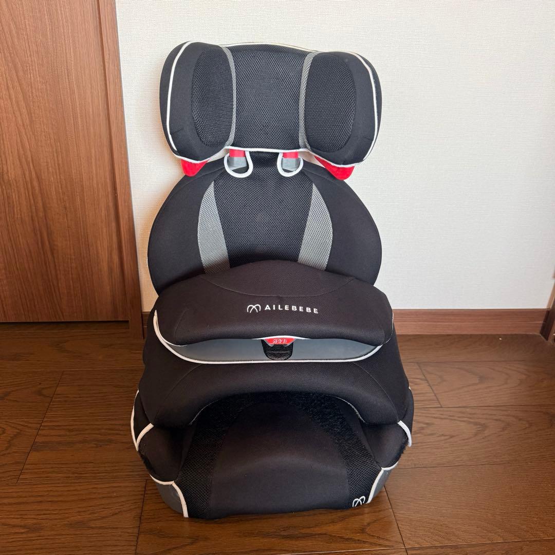 美品】エールべべ ジュニアシート サラット3ステップ クワトロST 黒 赤