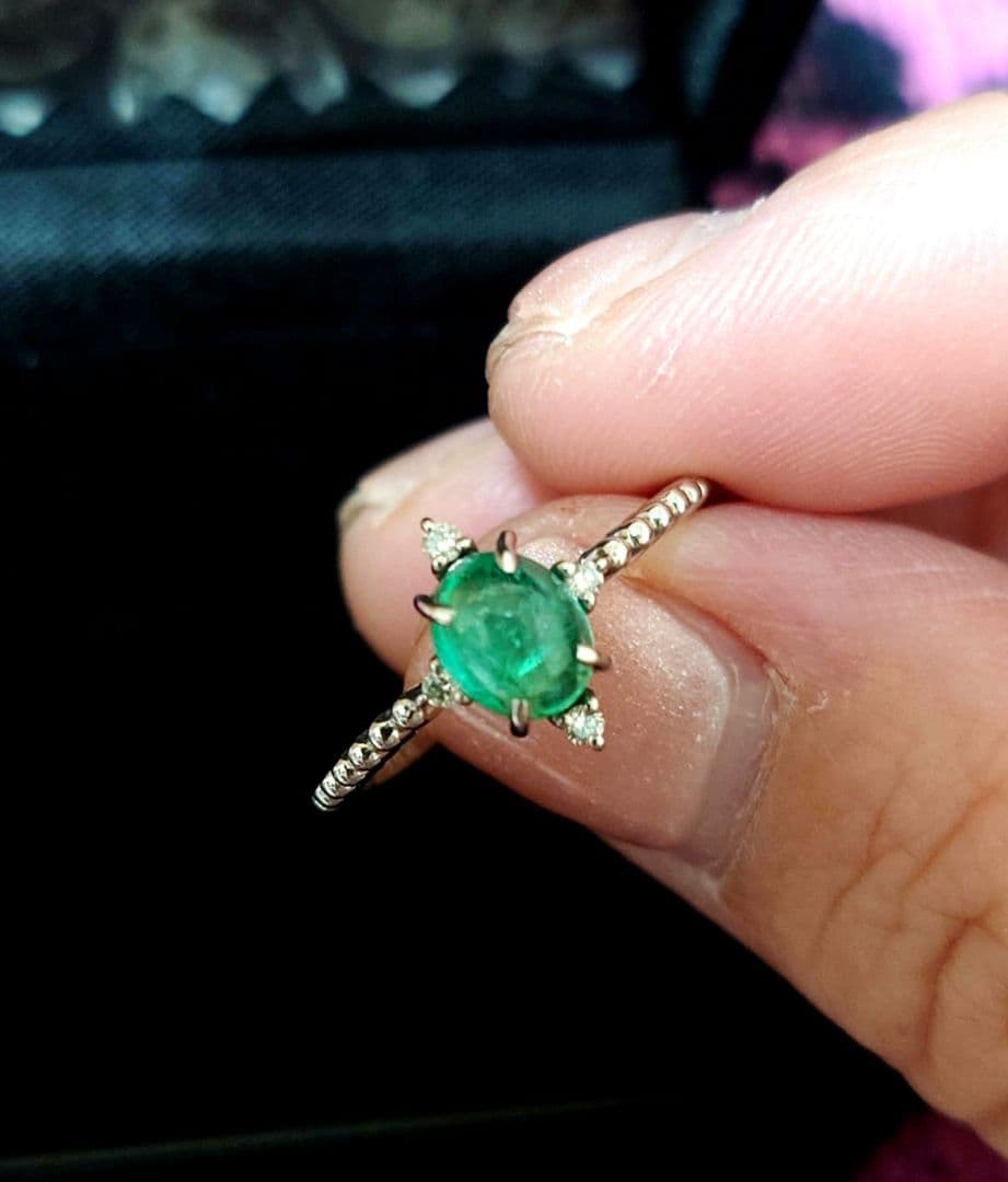 く*ろ様 pt900 パライバトルマリン　カボションカット　リング