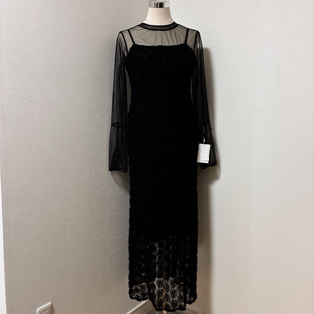 Rose race pencil dress et.UNiVERローズレース