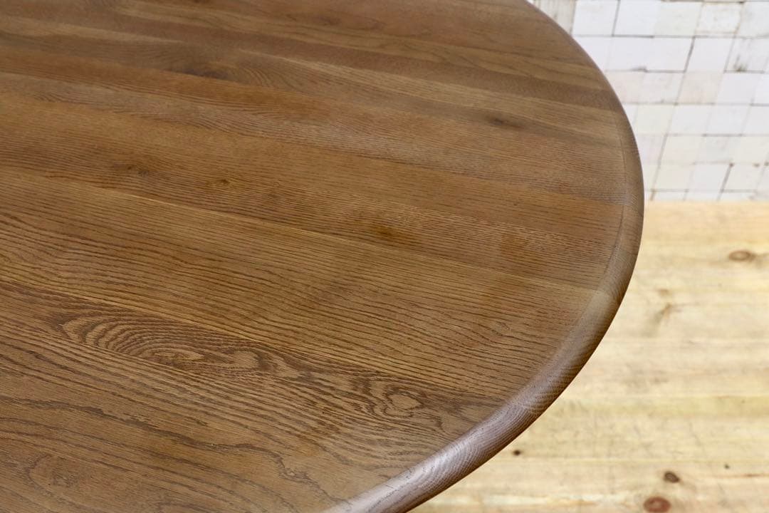 GMHK787○大川家具 東馬 オーク無垢 ラウンドダイニングテーブル