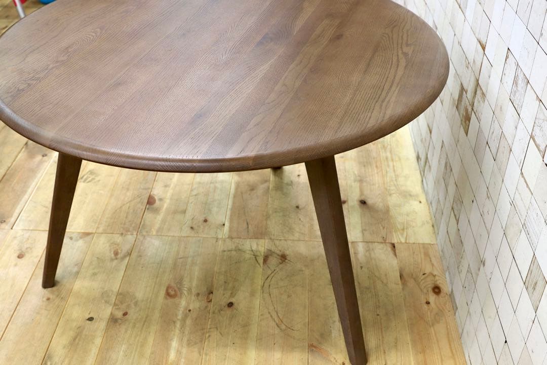 GMHK787○大川家具 東馬 オーク無垢 ラウンドダイニングテーブル