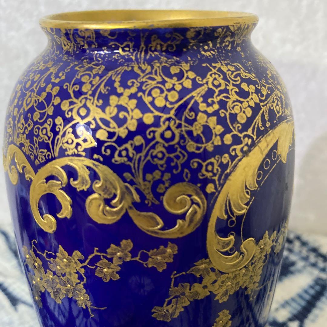 ロイヤルドルトン　金彩瑠璃花瓶