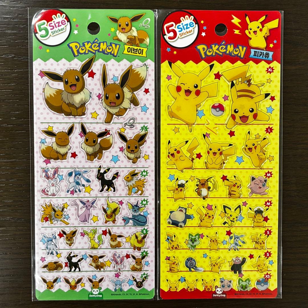 正規品】韓国限定 ポケモン 5サイズステッカー イーブイ、ピカチュウ