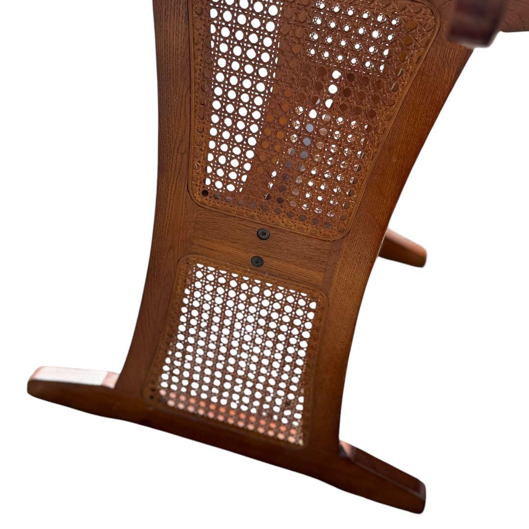 HR622【木目とラタンが美しい】三越ブルージュ　バタフライテーブル　三越家具