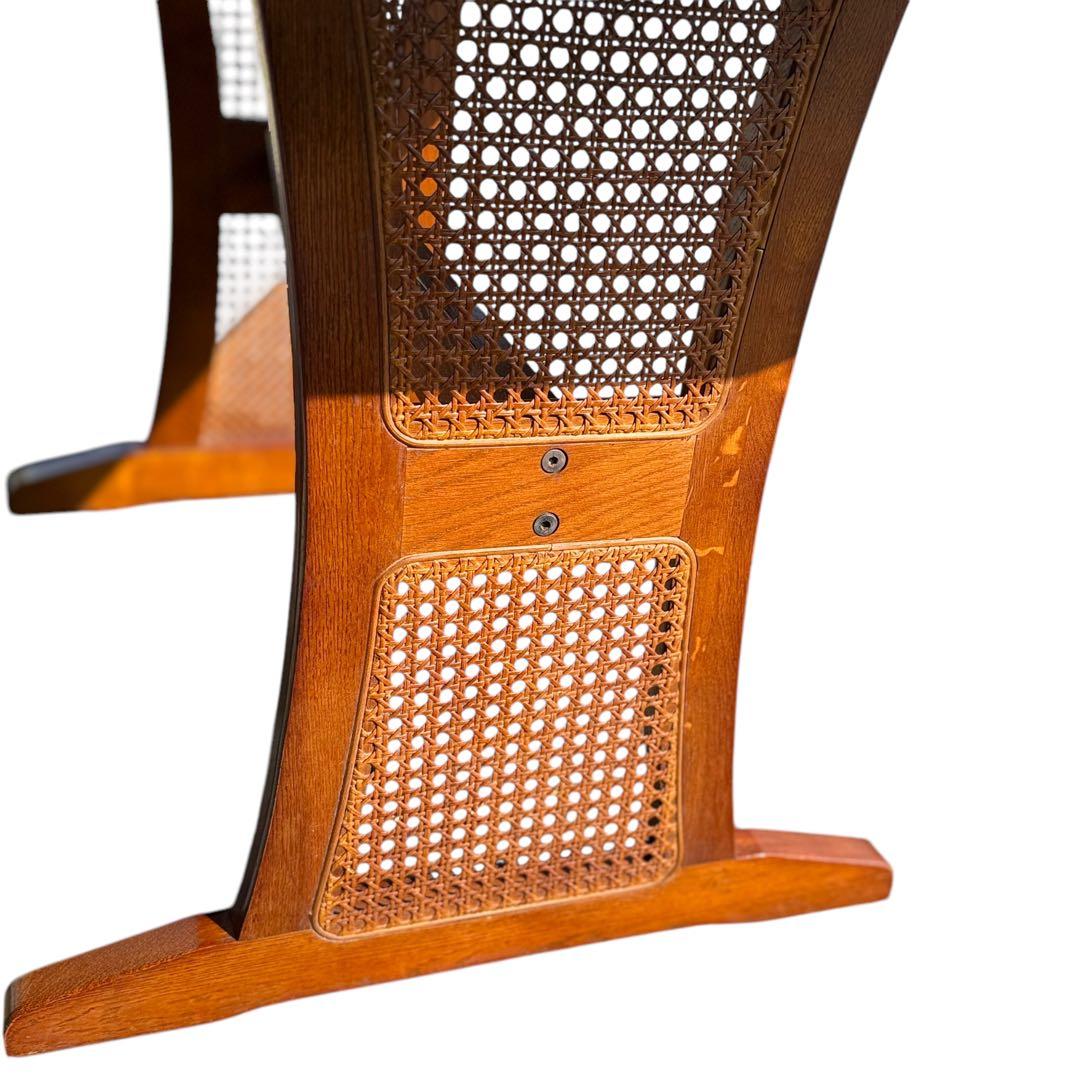 HR622【木目とラタンが美しい】三越ブルージュ　バタフライテーブル　三越家具