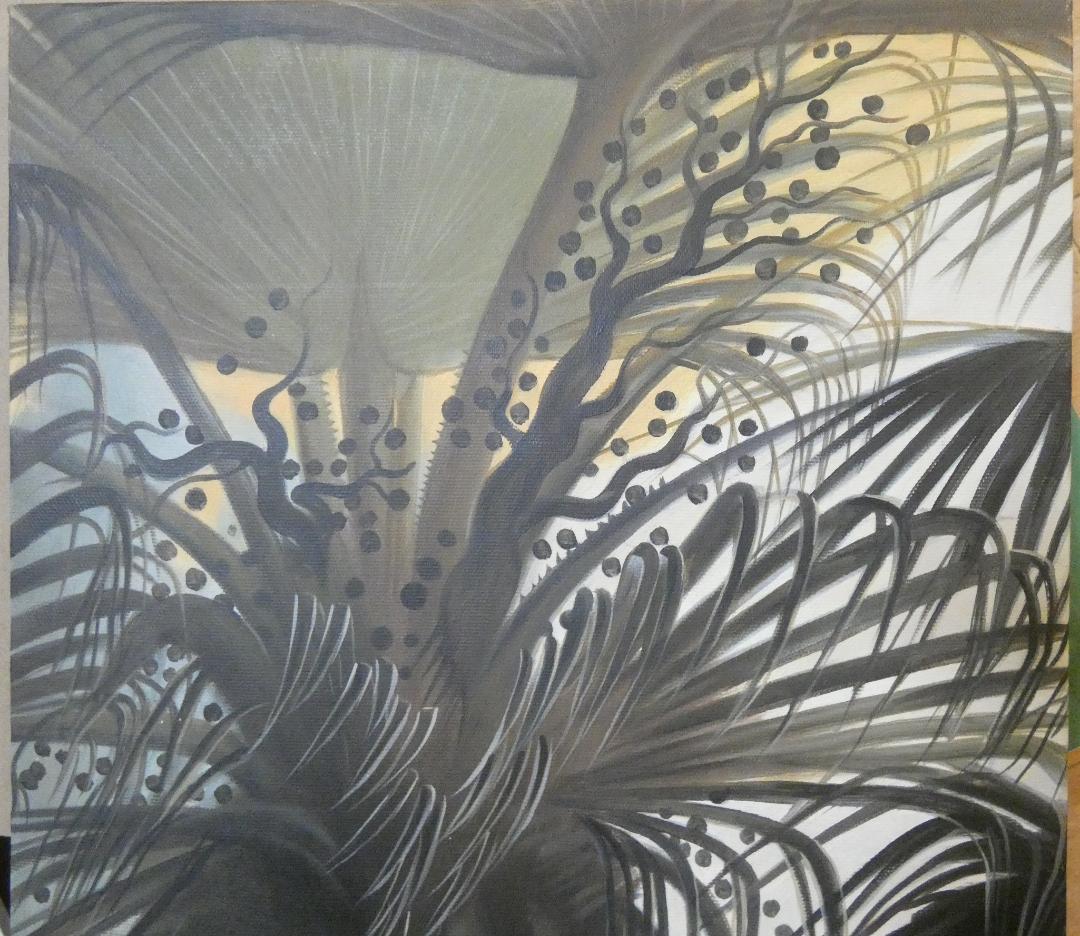 油彩画 田中一村 「 奄美の杜」サイン F8 額装済み 肉筆手描き