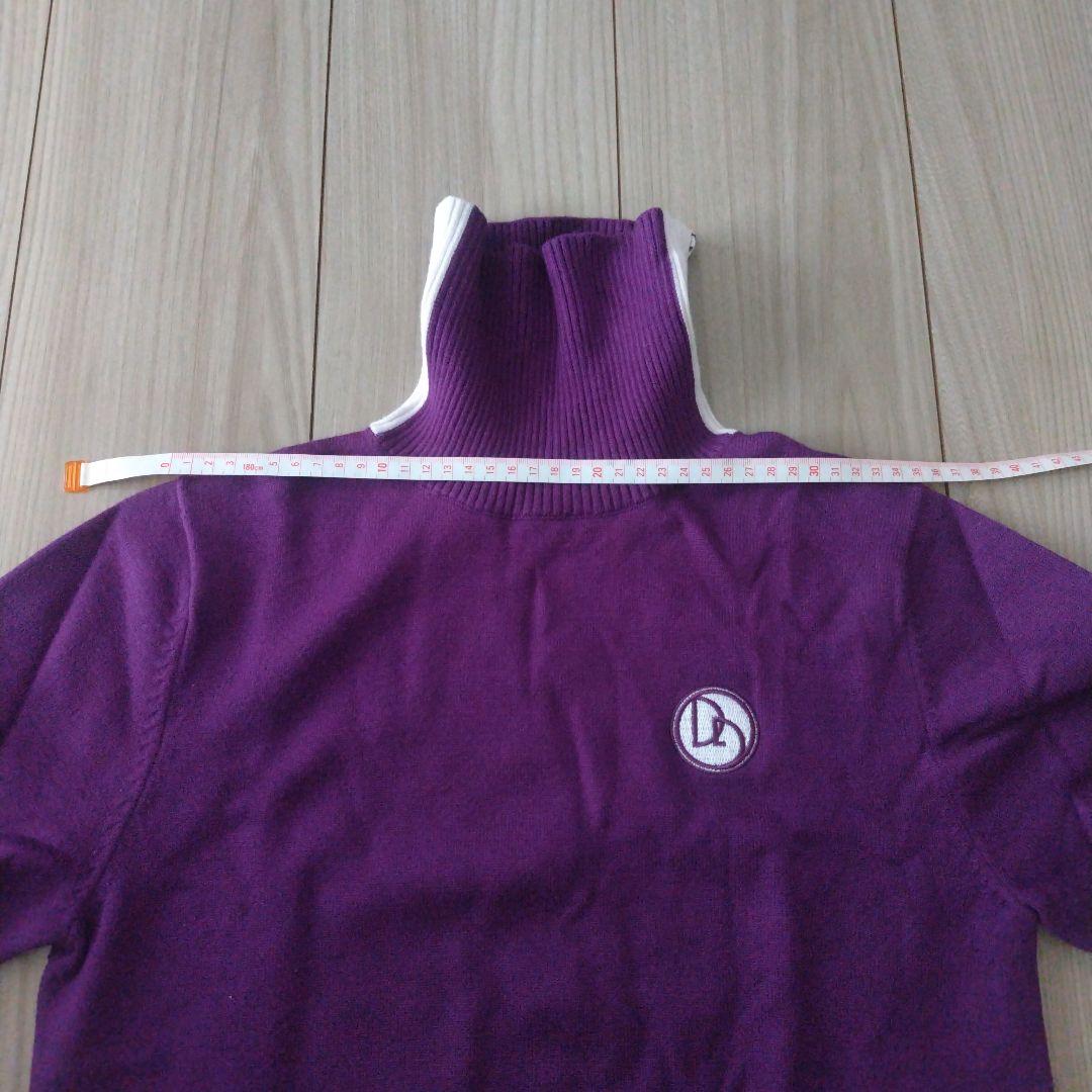 ☆デルソルゴルフ☆紫タートルセーターM 裏起毛スカートL セットアップ上下