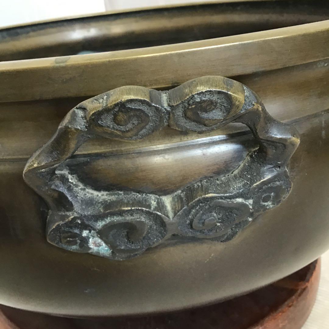 茶道具 灰炉 銅製 木製台•底瓦•前瓦•灰ならし