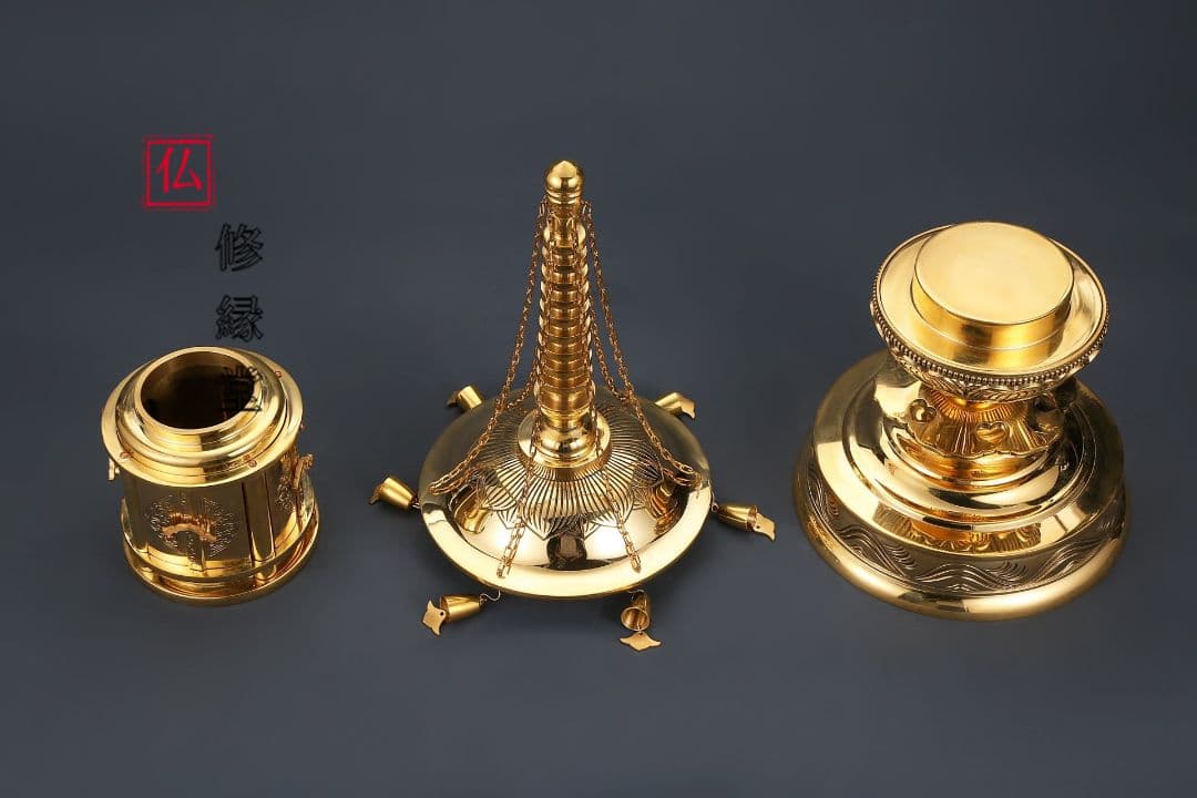 【修縁堂】トランペット舎利が舎利塔に入る 壇上丸塔 vajra 密教法具古美術品