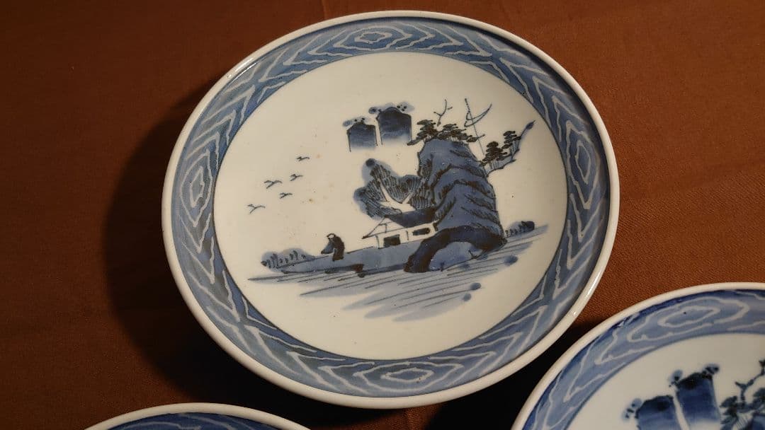 古伊万里　伊万里　染付　古染付　中皿　江戸期　３客